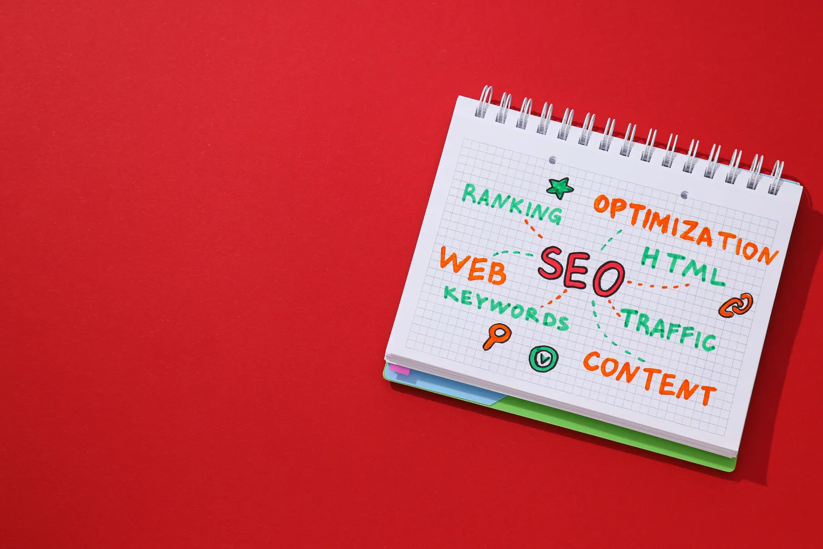 Notepad with a hand-drawn diagram, used as a placeholder image for an article about choosing SEO support